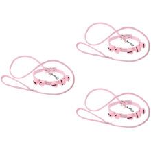 3Pièces Colliers Rose Avec Cloche Laisse