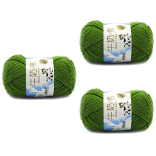 3Pièces Fil Coton Lait Vert Pour Tricotage Main Doux Respirant