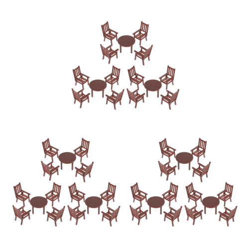 9Ensembles Ensemble Mini Table Et Chaises En Plastique Marron Pour Décor