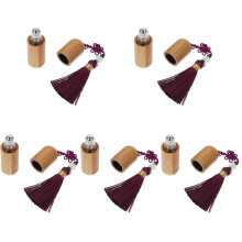 5Pièces Flacons Roll-on Verre Violet Coque Bambou Durable