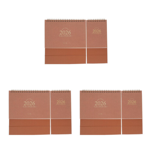 6Pièces Calendrier De 2026 Retro Khaki Stand Up Pour