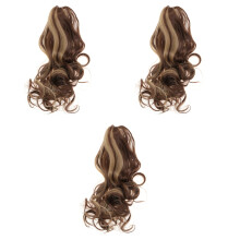3Pièces Perruques Bouclées Marron Style Cosplay Confortables Femme