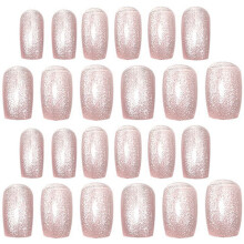 24Pièces Faux Ongles Courts ABS Rose Pour Décoration Et Style Femme
