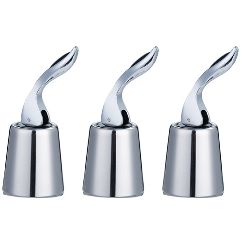 3Pièces Bouchons Bouteille De Vin Lever Vertical Silicone Argent