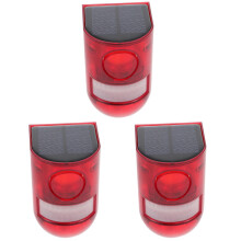 3Pièces Lampe Avertissement Solaire LED Rouge Anti-Intrusion Extérieur