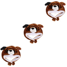 3Pièces Bonnets Cartoon Peluche Marron Enfants Protection Oreilles