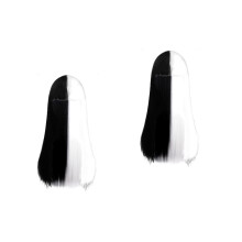 2Pièces Perruques Dégradées Noires Et Blanches Synthétiques Pour Femme