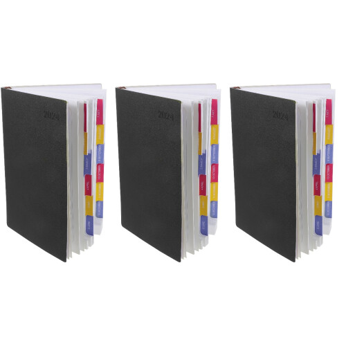 3Pièces Notebook 2024 Planner Noir Usage Étudiant