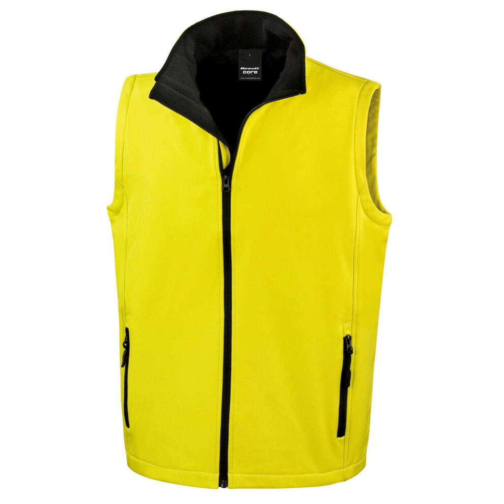 Result (M, Yellow/Black) Mens Printable Softshell Body Warmer