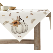 Tischdecke Tischläufer Herbst Dekorativ Elegant Kürbisse Weiß BIały 85x85 cm — tischdecke herbst kürbis, tischdecke 85x85 cm