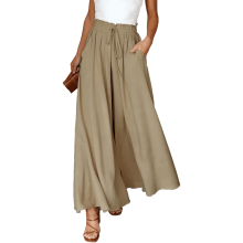 Damenhosen weite Beinweite lockerer Schnitt hohe Taille bequem beige S — hose damen wide leg, weite hose beige, high waist hose