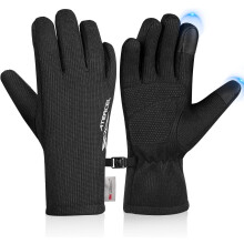 Black Touchscreen Thermal Sports Winter Gloves with Anti-Slip Grip — winter thermal gloves, touchscreen smartphone gloves, non slip sport gloves