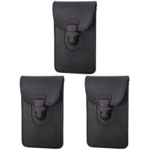 3Pièces Sacoche Banane Noir Cuir PU Portable