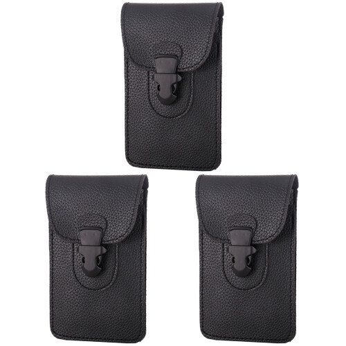 3Pièces Sacoche Banane Noir Cuir PU Portable