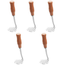 5Pièces Écrase- Manuel Manche Bois Pour Maison Argent