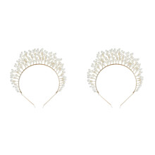 2Pièces Couronne Perruque Perles Artificielles Accessoire