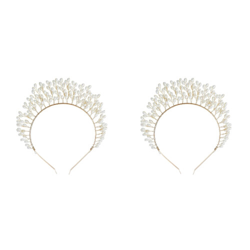 2Pièces Couronne Perruque Perles Artificielles Accessoire