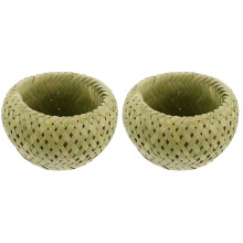 2Pièces Panier De Rangement Vert En Bambou Style Pour Fruits