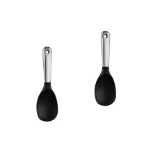 2Pièces Ustensiles Cuisine Cuillères Silicone Noir Résistantes