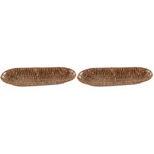 2Pièces Corbeille De Rangement Tissée Rotin Style Rustique Naturel