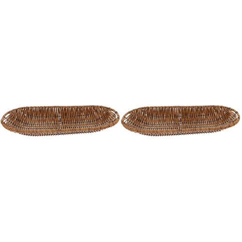 2Pièces Corbeille De Rangement Tissée Rotin Style Rustique Naturel