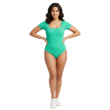 Damen-Body Formendes Kurzer Ärmel Basic Trainings Grün Mint M — formende bodys damen, grüne trainingsbodys