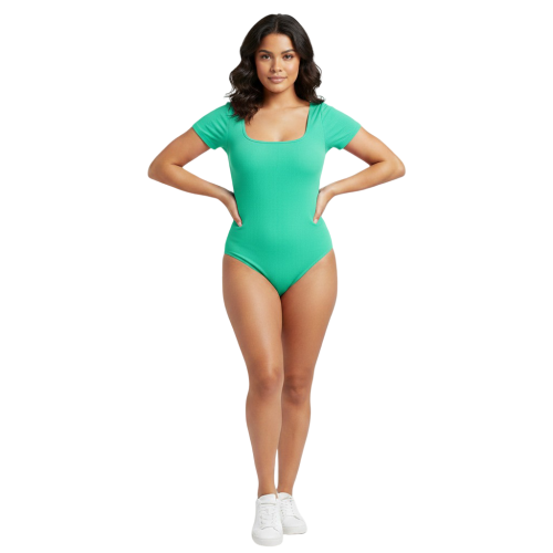 Damen-Body Formend Kurzarm Basic Training Mintgrün S — formende body damen, grüne trainingsbody, basic body damen