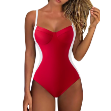 Bañador de una pieza Push Up con escote V, espalda descubierta, rojo, talla S — bañador reductor, traje baño moldeador
