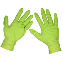 Sealey SSP54L Diamond Grip Extra-Thick Nitrile PowderFree Gloves HiVis L Pk 50