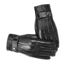 Winter Lederen Handschoenen Voor Buiten Rij En Training Zwart