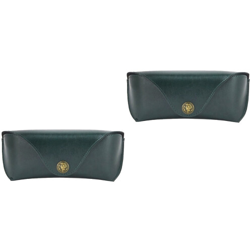 2Pièces Étui Rétro En PU Vert Et Pour Lunettes