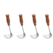 4Pièces Masher Maison En Acier Inoxydable Bois Pour Argenté