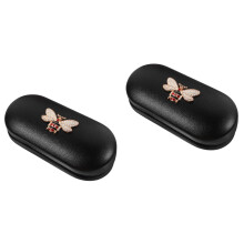 2Pièces Étui Lunettes Multi-Usage PU Noir Résistant Voyage