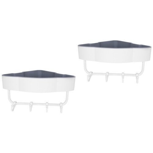 2Pièces Étagère D'angle Perçage En PP Pour Salle De Bain