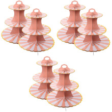 6Pièces Plateau Gâteaux Jetable 3 Étages Rose Pour Buffet