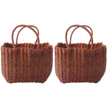 2Pièces Corbeille Tressée Plastique Pour Stockage Jardin