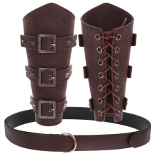 1Ensemble Ceinture Taille Cuir Brassards Médiévaux