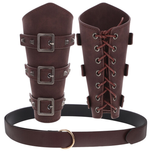 1Ensemble Ceinture Taille Cuir Brassards Médiévaux