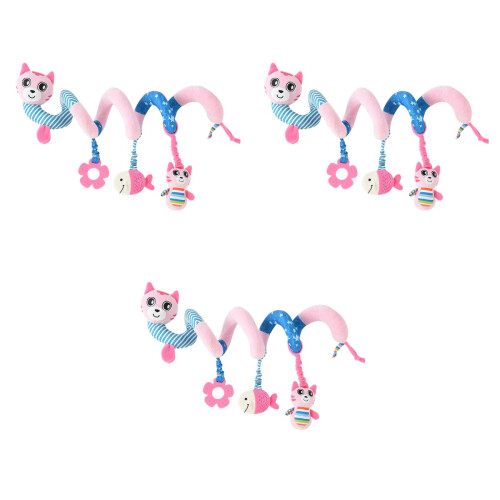 3Pièces Jouets Spirale Rose Pour Bébé - Accroche Poussette Et Lit