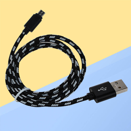 1 Meter 2A Oplaadkabel Nylon Gevlochten Micro USB Voor 1