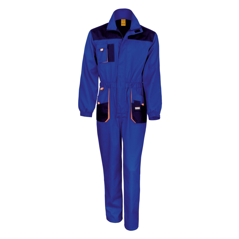 (2XL, Royal / Navy / Orange) Result Unisex Work-Guard Lite Workwear Coverall (Breathable And Windproof)
