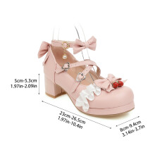 1Paar Roze Heeled Dames Met Strik Trendy En Comfortabel