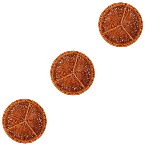 3Pièces Corbeille Tressée Multi-Compartiments Pour Fruits Snacks