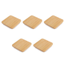 5Pièces Couvercles Hermétiques Orange En Bambou Pour Tasses Bougies