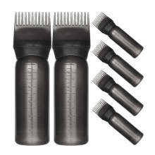 6St Zwarte Hair Oil Applicator Flessen Met Graduatie Voor Salongebruik