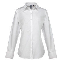 (16, White) Premier Womens/Ladies Supreme Heavy Poplin Long Sleeve Work Shirt