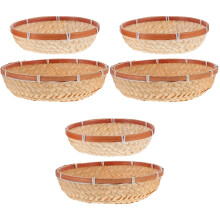 6Pièces Plateau En Bambou Pour Service Rangement Fruits Kaki