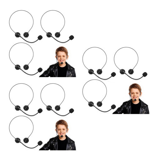 9Pièces Microphone Casque Jouet Noir Accessoire Costume Maison