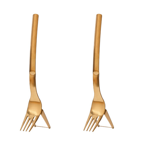 2Pièces Ustensiles Dorés Pour Couper Manger Pastèque À 1