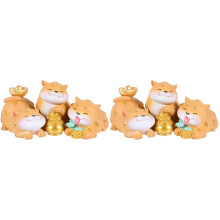 6Pièces Figurines Dorées À Tête Mobile Pour Décor Auto Et Bureau